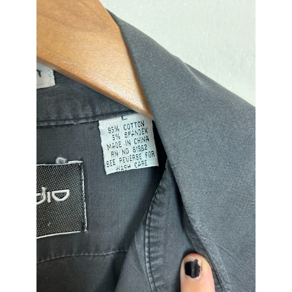 Substudio Shirt Mens Large Button Down Stretch Gray Cotton Spandex Short Sleeve - Picture 6 of 11